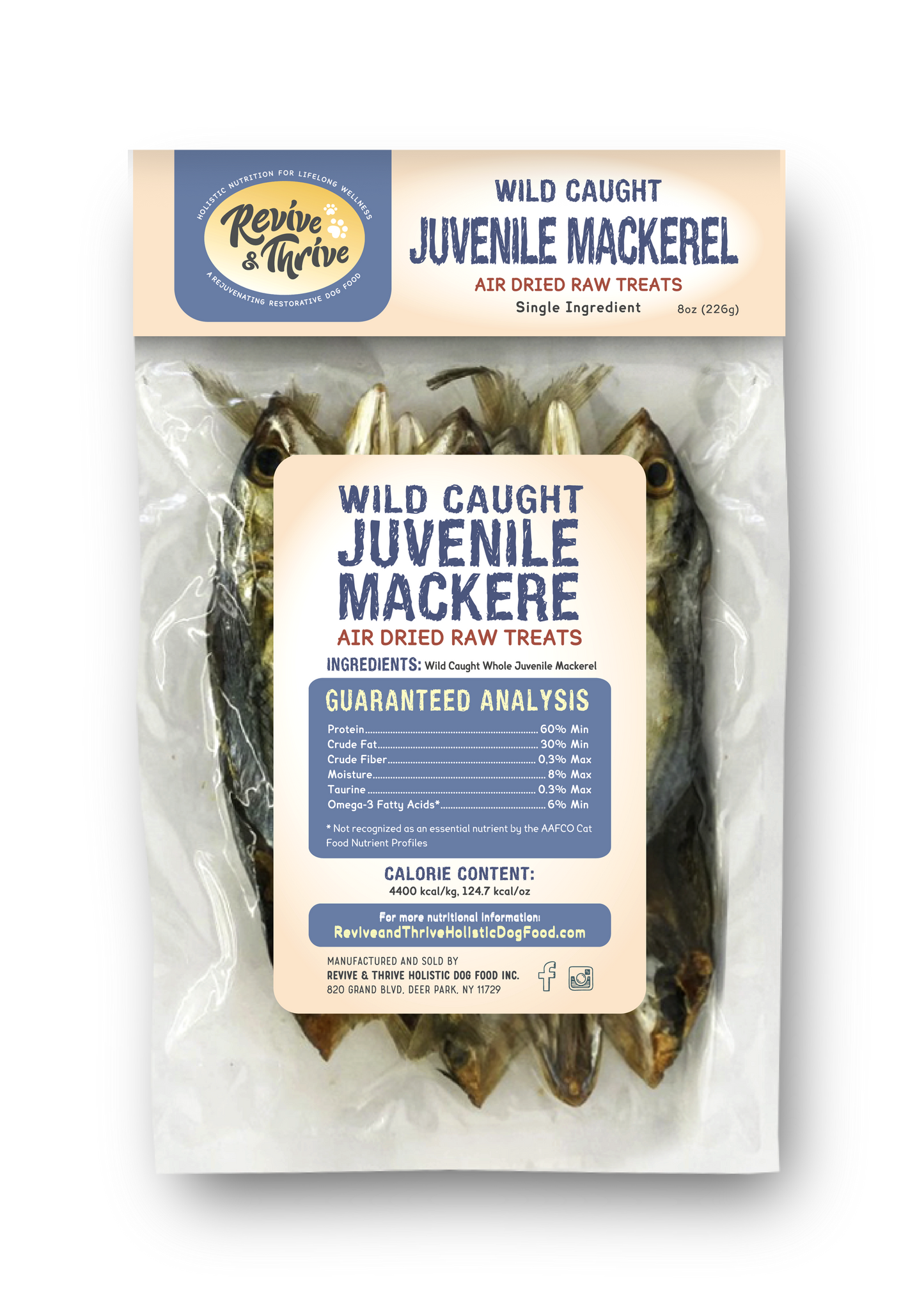 Wild Caught Air-Dried Juvenile Mackerel 8oz